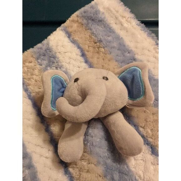 Elephant, blue, white minky lovey ￼ - Picture 2 of 2
